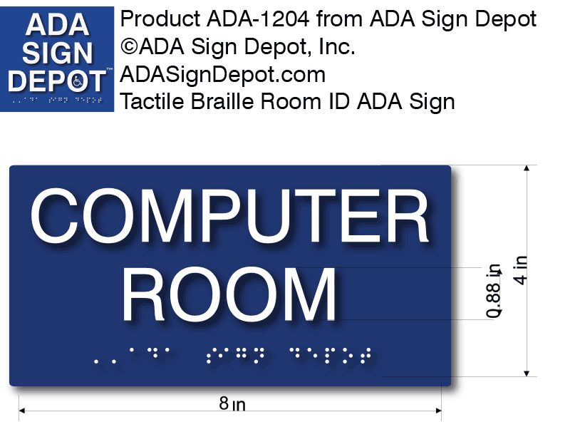 Computer Room Sign - ADA Compliant Tactile Letters and Grade 2 Braille ...