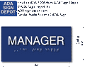 Manager ADA Sign with Braille - 8" x 4" thumbnail
