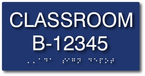 ADA-1208 Custom Classroom Number ADA Sign in Blue