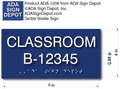 Classroom ADA Sign with Optional Name or Number - 8" x 4" thumbnail