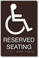 Disabled Reserved Seating ADA Signs with Braille - 6 x 9 thumbnail