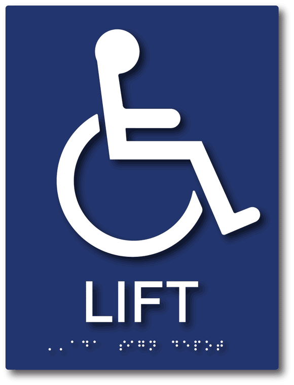 ADA-1222 Wheelchair Symbol Lift Sign for Spas, Swimming Pools, Hot Tubs - Blue