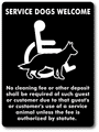 Hotel/Motel Cleaning Fee Service Dogs Welcome ADA Sign - 6.25" x 8.5" thumbnail