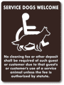 Hotel/Motel Cleaning Fee Service Dogs Welcome ADA Sign - 6.25" x 8.5" thumbnail