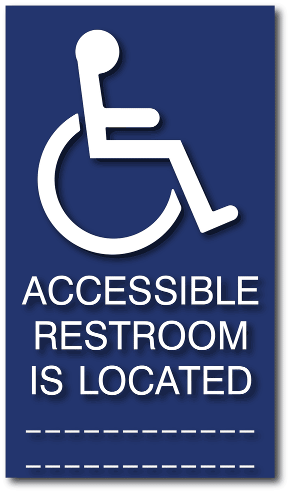ADA-1226 Custom ADA Restroom Location Guide Sign - Optional Direction Arrow - Blue