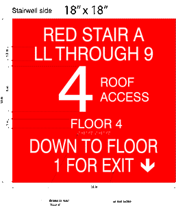 ADA-1227 Illinois ADA Compliant Color-Coded Stairwell Floor Level Signs