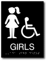 Girls Wheelchair Accessible Restroom Braille ADA Signs - 6" x 8" thumbnail