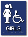 Girls Wheelchair Accessible Restroom Braille ADA Signs - 6" x 8" thumbnail