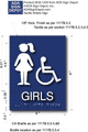 Girls Wheelchair Accessible Restroom Braille ADA Signs - 6" x 8" thumbnail