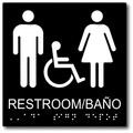 Bilingual Unisex Wheelchair Accessible Restroom ADA Signs - 8" x 8" thumbnail