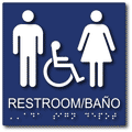 Bilingual Unisex Wheelchair Accessible Restroom ADA Signs - 8" x 8" thumbnail
