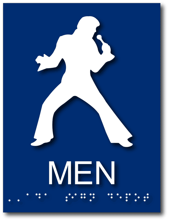 Elvis Presley Mens Bathroom Sign with Braille