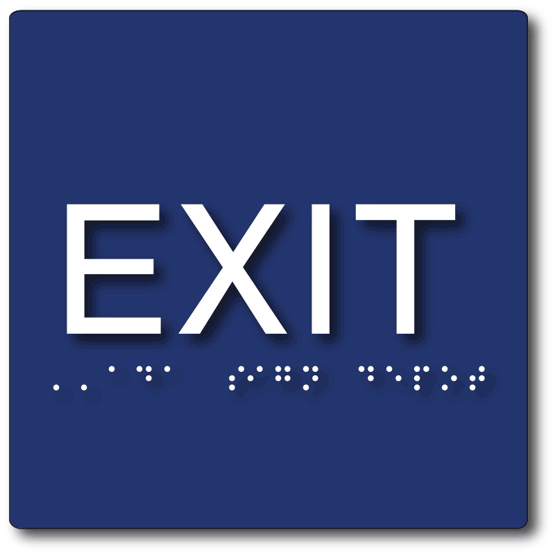 ADA EXIT Route Braille Sign, 6"x6", Double Sided VHB Tape (Blue