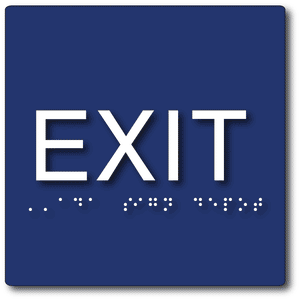 ADA-1242 ADA Compliant Exit Signs - Tactile Text and Grade 2 Braille - 6" x 6" in Blue