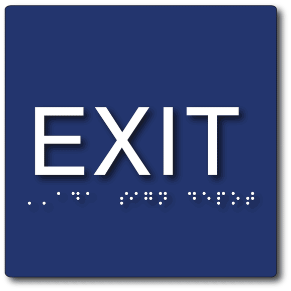 ADA-1242 ADA Compliant Exit Signs - Tactile Text and Grade 2 Braille - 6" x 6" in Blue