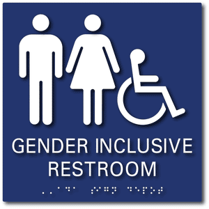 ADA-1244 Gender Inclusive Wheelchair Accessible Restroom Sign in Blue