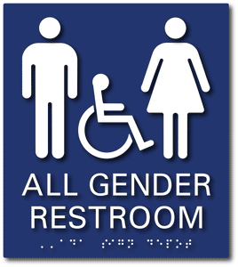 ADA-1245 All Gender Wheelchair Access Restroom Tactile Braille ADA Sign in Blue