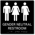 Gender Neutral Restroom Braille ADA Signs - 9" x 9" thumbnail