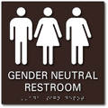 Gender Neutral Restroom Braille ADA Signs - 9" x 9" thumbnail