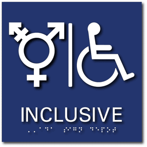 ADA-1247 Gender Neutral Symbol and Wheelchair Symbol Inclusive Restroom Sign in Blue