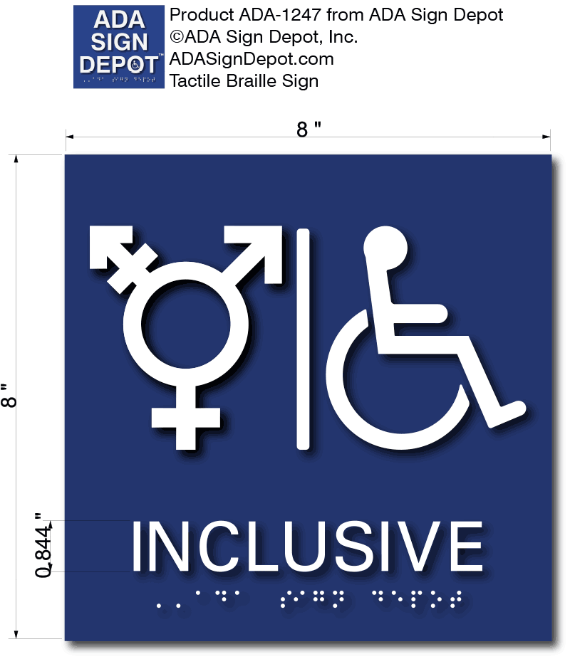 Gender Neutral Symbol and Wheelchair Symbol Inclusive Restroom