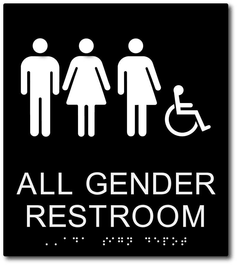 ADAページ All Gender Restroom Sign with All Gender Symbols - Optional