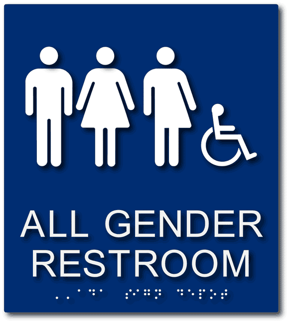 ADA-1254 All Gender Restroom Sign - Blue