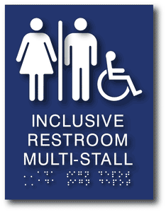 ADA-1259 All Gender Inclusive Restroom Sign with Braille in Blue