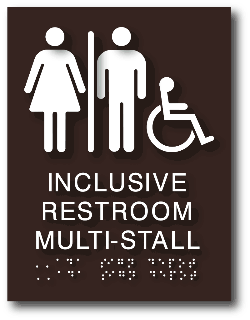 Wheelchair Accessible Gender Inclusive Restroom Multi-Stall ADA Sign ...
