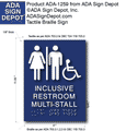 Inclusive Wheelchair Access Restroom Multi-Stall ADA Sign - 8" x 11" thumbnail