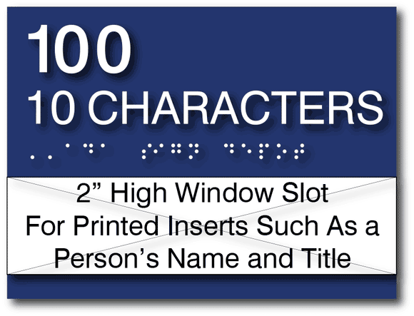 ADA-1260 Custom Room Number ADA Signs - Tactile Text, Braille and Window Insert - Blue
