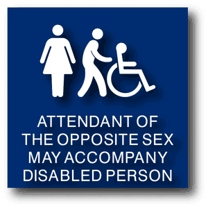 ADA-1261 Attendant of the Opposite Sex Restroom Sign - Blue