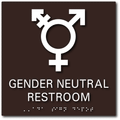 Gender Neutral Restroom Braille ADA Signs - 9" x 9" thumbnail