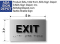 Brushed Aluminum Exit Braille ADA Signs - 5" x 3" thumbnail