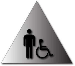 BAL-1006 Mens Wheelchair Accessible Restroom Door Sign in Brushed Aluminum Black