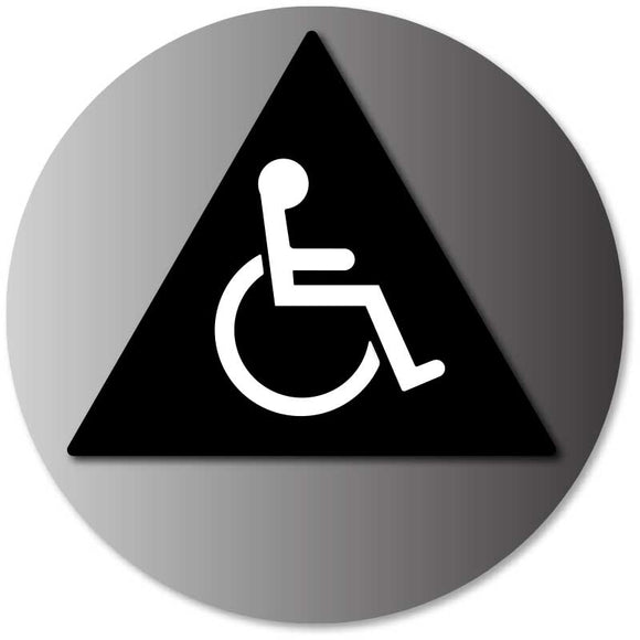 BAL-1008 Unisex Restroom Door Sign with Wheelchair Symbol Black on Brushed Aluminum