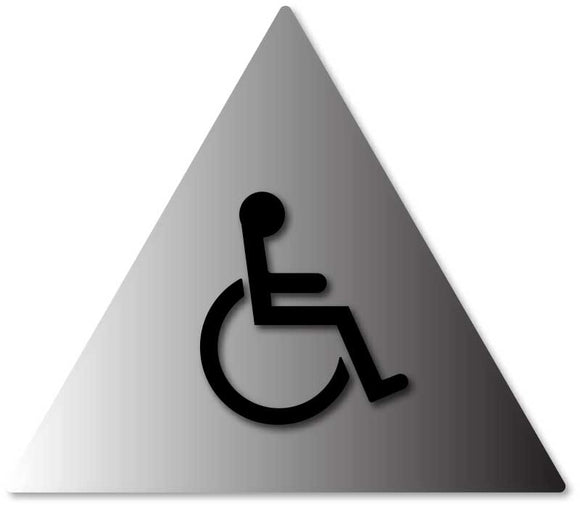 BAL-1010 Mens Restroom Door Sign with Wheelchair Symbol in Brushed Aluminum Black
