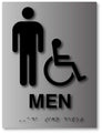 Wheelchair Accessible Mens Room ADA Signs - 6" x 8" - Brushed Aluminum thumbnail