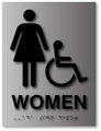 Wheelchair Access Womens Room ADA Signs - 6" x 8" - Brushed Aluminum thumbnail