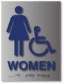 Wheelchair Access Womens Room ADA Signs - 6" x 8" - Brushed Aluminum thumbnail