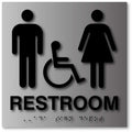 Unisex Wheelchair Restroom ADA Signs - 8" x 8" - Brushed Aluminum thumbnail