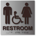 Unisex Wheelchair Restroom ADA Signs - 8" x 8" - Brushed Aluminum thumbnail