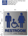 Unisex Wheelchair Restroom ADA Signs - 8" x 8" - Brushed Aluminum thumbnail