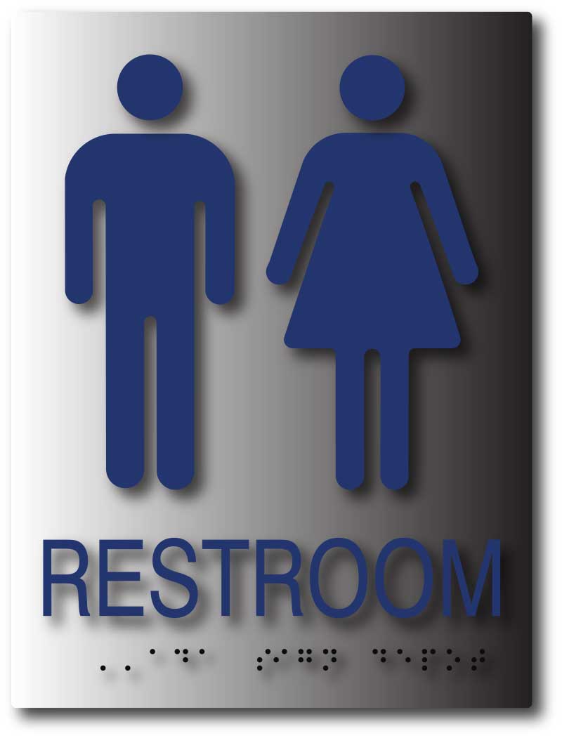 Unisex Restroom Signs in Brushed Aluminum – ADA Sign Depot