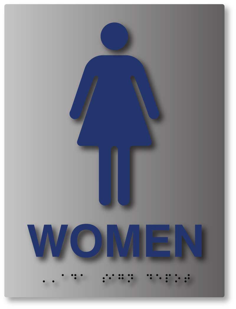 Womens Restroom ADA Sign in Brushed Aluminum – ADA Sign Depot