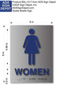 Womens Restroom Braille ADA Signs in Brushed Aluminum - 6" x 8" thumbnail