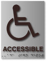 Wheelchair Accessible Symbol with Text and Braille in Brushed Aluminum thumbnail