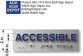 Accessible Text and Braille ADA Sign in Brushed Aluminum - 6" X 2" thumbnail