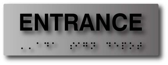 BAL-1020 Entrance Sign with Tactile Letters and Braille in Brushed Aluminum - Black