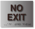 No Exit ADA Sign with Tactile Text and Braille in Brushed Aluminum thumbnail